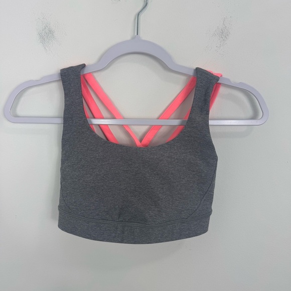 Lululemon Energy Bra Heathered Slate Grapefruit SZ 4 - Picture 4 of 11